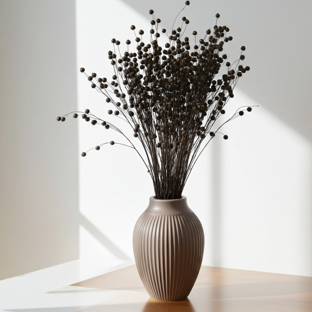 Sušený Len v černé barvě – elegantní kontrastní dekorace